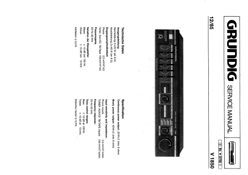 Amplificatore Stereo V1850; Grundig Radio- (ID = 1214172) Ampl/Mixer