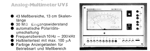 Analog-Multimeter UV5; Grundig Radio- (ID = 2067447) Equipment