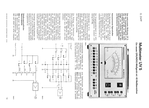 Analog-Multimeter UV5; Grundig Radio- (ID = 2067718) Equipment
