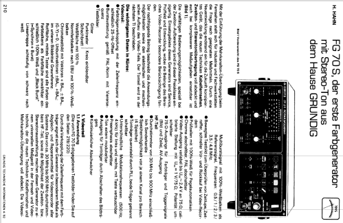 Farbgenerator FG 70 Stereo; Grundig Radio- (ID = 1364764) Equipment