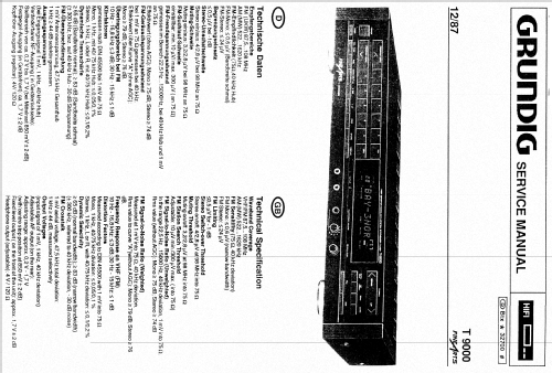 Fine Arts High Definition RDS Synthesizer Tuner T-9000; Grundig Radio- (ID = 1916401) Radio