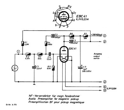 NF-Vorverstärker für magnetische Tonabnehmer Audio preamplifier for magnetic pickup; Grundig Radio- (ID = 1975152) Ampl/Mixer