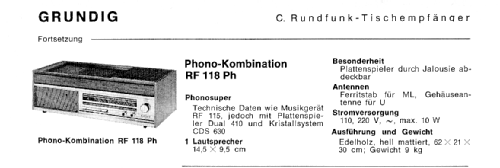 Phono-Kombination RF118Ph Ch=CS60; Grundig Radio- (ID = 99190) Radio