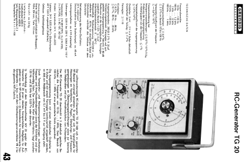 RC-Generator TG20; Grundig Radio- (ID = 2040632) Equipment