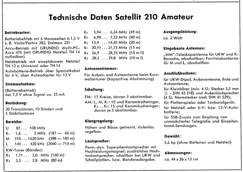Satellit Amateur 210; Grundig Radio- (ID = 1466364) Radio