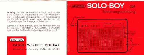 Solo-Boy 201; Grundig Radio- (ID = 1528910) Radio