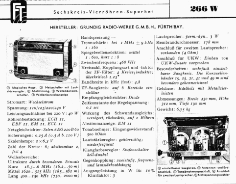 Kleeblatt-Serie 1950 Type 266W / Super 266W; Grundig Radio- (ID = 1243061) Radio