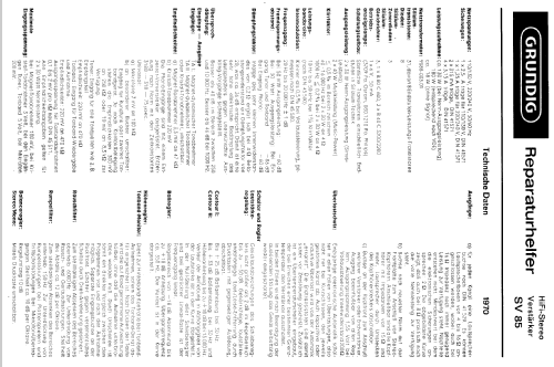 SV85; Grundig Radio- (ID = 100820) Ampl/Mixer