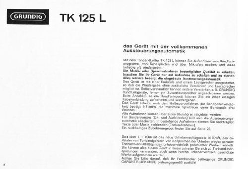 TK125 de Luxe; Grundig Radio- (ID = 1648126) R-Player