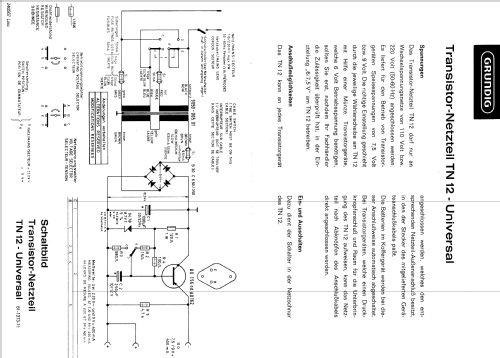 Transistor-Netzteil TN-12 Universal; Grundig Radio- (ID = 378129) Aliment.