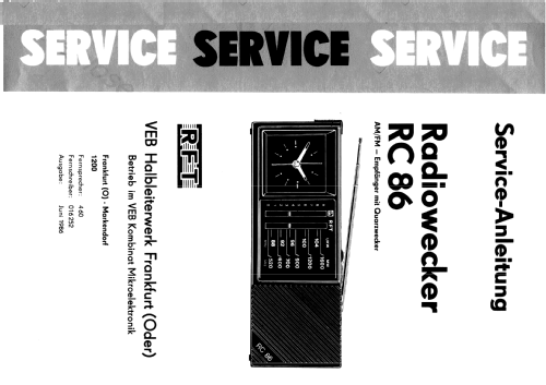 Radiowecker RC86; Halbleiterwerk (ID = 1242103) Radio