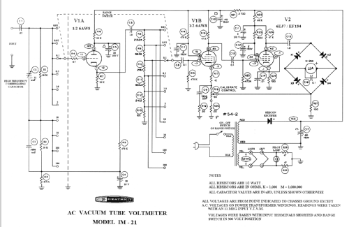 AC Vacuum Tube Voltmeter IM-21; Heathkit Brand, (ID = 117893) Equipment