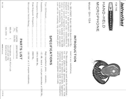 GH-12A; Heathkit Brand, (ID = 74052) Mikrofon/TA