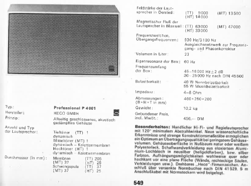 Professional P4001; Heco, Hennel & Co. (ID = 1965620) Speaker-P