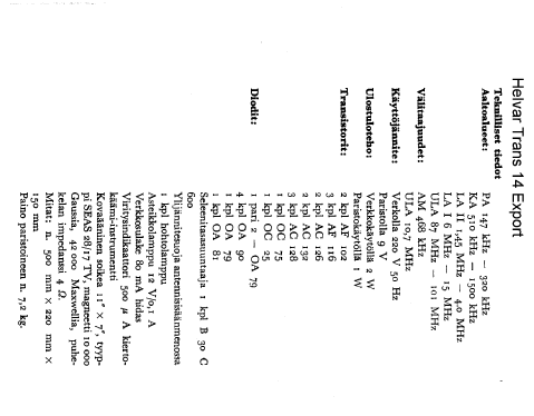 Celeston Trans 14 Export ; Oy Helvar; Helsinki (ID = 664157) Radio