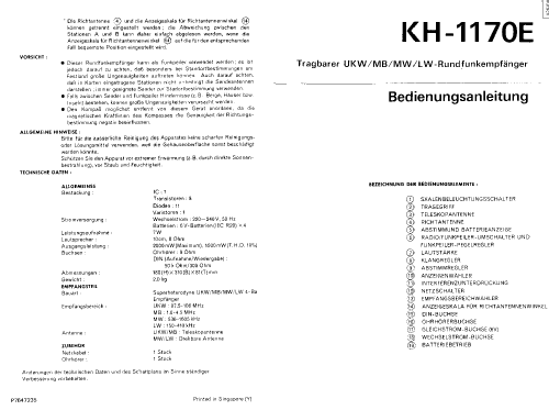 KH-1170E; Hitachi Ltd.; Tokyo (ID = 508186) Radio