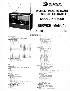 20 Band World Wide Receiver KH-5000; Hitachi Ltd.; Tokyo (ID = 2808171) Radio