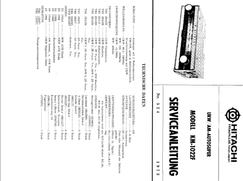 KM-1022F; Hitachi Ltd.; Tokyo (ID = 296331) Car Radio