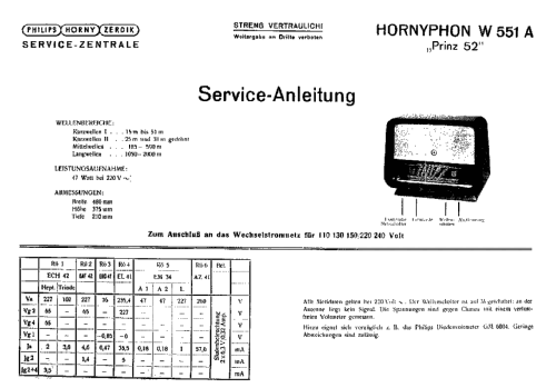 Prinz 52 W551A; Horny Hornyphon; (ID = 64842) Radio
