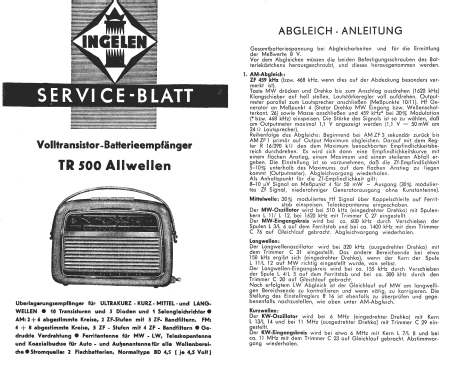 TR-500 Allwellen; Ingelen, (ID = 599950) Radio