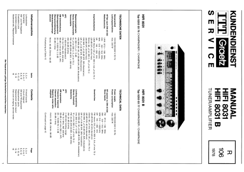 HiFi 80 Tuner/Amplifier 8031; ITT Schaub-Lorenz (ID = 1882352) Radio