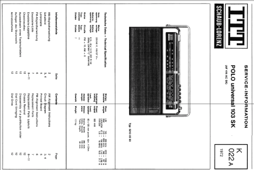 Polo Universal Ch= 103SK; ITT Schaub-Lorenz (ID = 867854) Radio