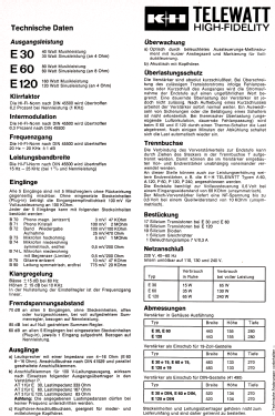 Telewatt E 120; Klein & Hummel; (ID = 2953280) Verst/Mix