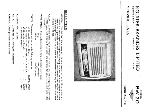 BW20; Kolster Brandes Ltd. (ID = 1614574) Radio