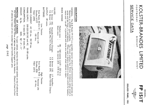 FP151T; Kolster Brandes Ltd. (ID = 1948611) Radio