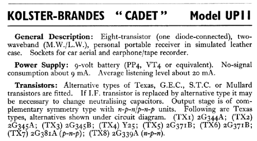 Cadet UP11; Kolster Brandes Ltd. (ID = 727442) Radio