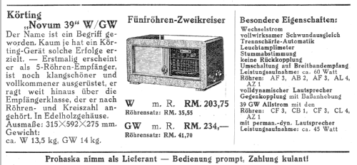 Novum 39W; Körting-Radio; (ID = 1419536) Radio