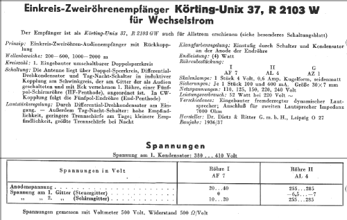 Unix 37W R2103W; Körting-Radio; (ID = 14308) Radio