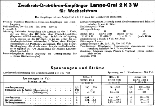 Gral 2K3W; Lange GmbH, Johannes (ID = 14748) Radio