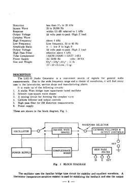 Audio Generator LAG-55; Leader Electronics (ID = 2831599) Equipment