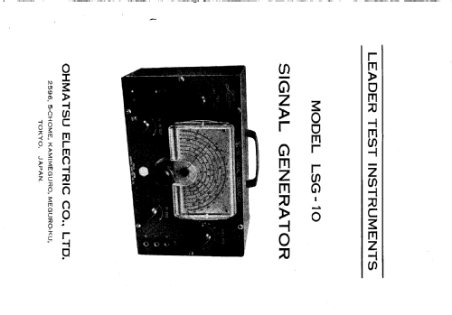 Signal Generator LSG-10; Leader Electronics (ID = 2557945) Equipment