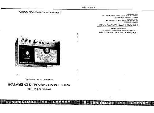 Signal Generator LSG-16; Leader Electronics (ID = 1024107) Ausrüstung