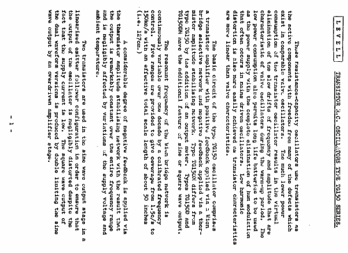R.C. Oscillator TG150D; Levell Electronics (ID = 1172787) Equipment