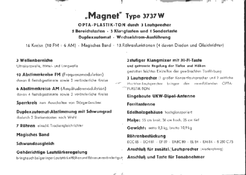 Magnet 3737W; Loewe-Opta; (ID = 1458696) Radio