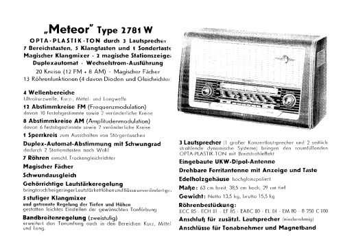 Meteor 2781W; Loewe-Opta; (ID = 746070) Radio