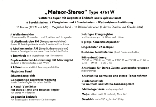 Meteor-Stereo 4761W; Loewe-Opta; (ID = 669592) Radio