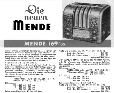 M169/35 GW ; Mende - Radio H. (ID = 1476540) Radio