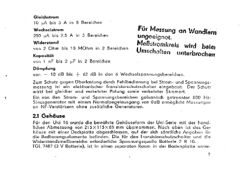 Universal-Messinstrument UNI 10; Messtechnik (ID = 1874457) Equipment