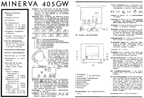 405GW; Minerva-Radio (ID = 707600) Radio