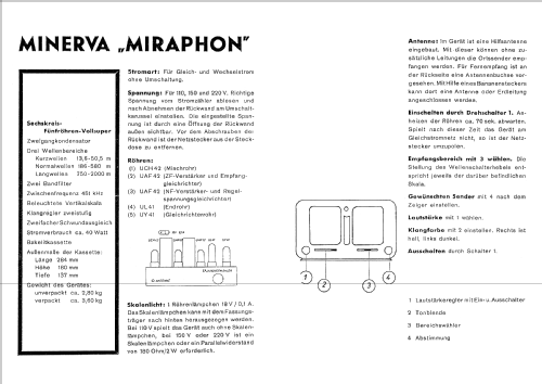 Miraphon 500U; Minerva-Radio (ID = 41298) Radio