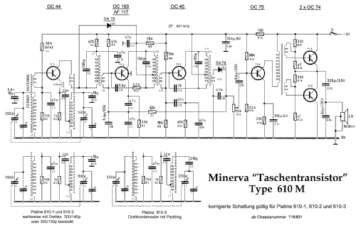 Taschentransistor 610-M; Minerva-Radio (ID = 914606) Radio