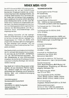 RTTY-Konverter MSK-10D; Minix, Hannover (ID = 2714433) Amateur-D