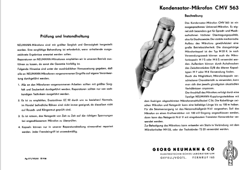 Mikrofonvorverstärker CMV563; Neumann & Co, Georg; (ID = 625430) Microphone/PU