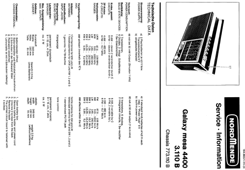 Galaxy mesa 4400 / 3.110 B 973.110.B Ch= 773.110.B; Nordmende, (ID = 297164) Radio