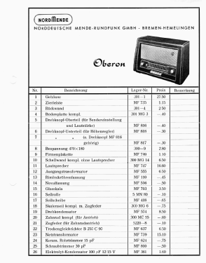 Oberon Ch= 301; Nordmende, (ID = 2719787) Radio