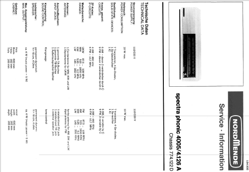 Spectra phonic 4005 974.126A Ch= 774.122D; Nordmende, (ID = 120698) Radio